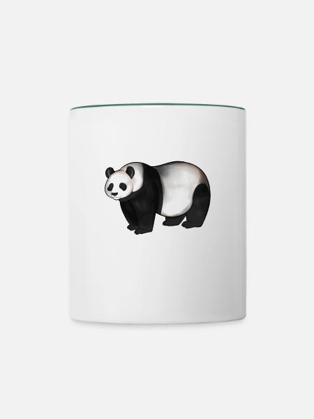 Zeichnung eines Pandabär - Tasse zweifarbig - Weiß/Dunkelgrün