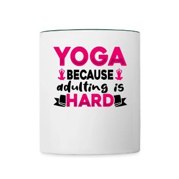 Emménager est difficile - Tahirt Funny Yoga - Mug contrasté - blanc/vert foncé - Devant
