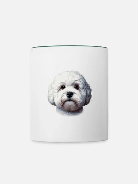 Hundegesicht - Bologneser - Tasse zweifarbig - Weiß/Dunkelgrün