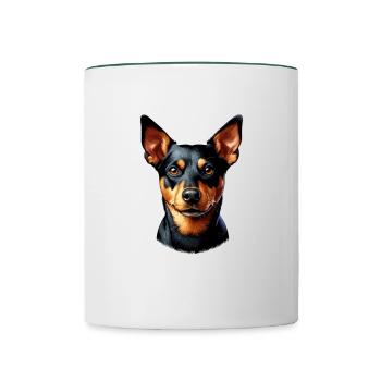 Dog Face - Lancashire Heeler - Contrasting Mug - white/dark green - Front