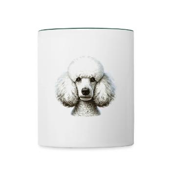 Hundegesicht - Pudel - Tasse zweifarbig - Weiß/Dunkelgrün - Vorne
