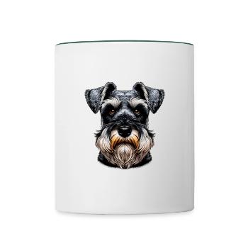 Hundegesicht - Schnauzer - Tasse zweifarbig - Weiß/Dunkelgrün - Vorne