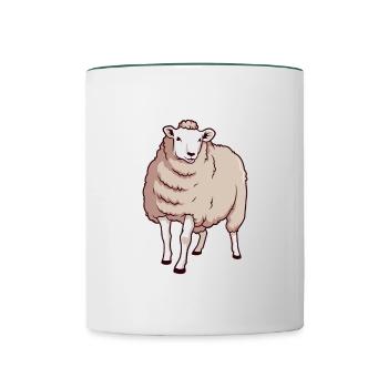 Kawaii Texel Schaf - Tasse zweifarbig - Weiß/Dunkelgrün - Vorne