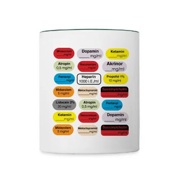 anaesthesia tags - Contrasting Mug - white/dark green - Front