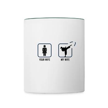 Ta femme Ma femme Kung Fu - Mug contrasté - blanc/vert foncé - Devant