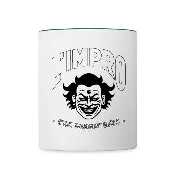 L'impro c'est sacrement drôle, theatre d'impro - Mug contrasté - blanc/vert foncé - Devant