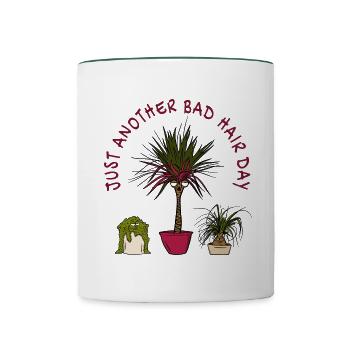 Bad Hair Day - Tasse zweifarbig - Weiß/Dunkelgrün - Vorne