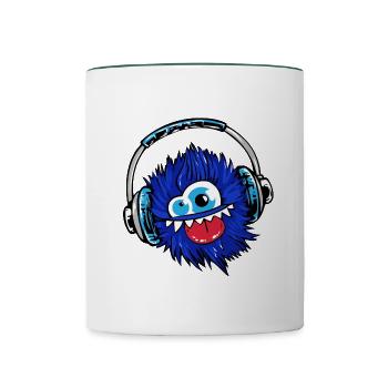 monster - Mok tweekleurig - wit/donkergroen - Voor