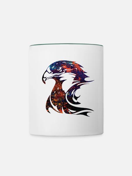 gefleckter Adler Kopf - Tasse zweifarbig - Weiß/Dunkelgrün