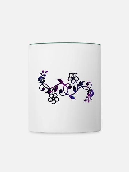 Blumen Ranke Frühlingsblume - Tasse zweifarbig - Weiß/Dunkelgrün