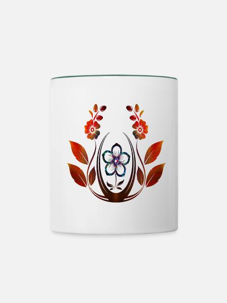 Frühlingsanfang Blume - Tasse zweifarbig - Weiß/Dunkelgrün