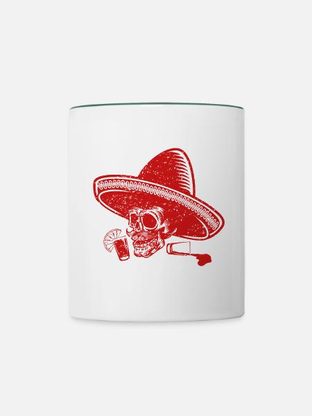 tequila totenkopf - Tasse zweifarbig - Weiß/Dunkelgrün