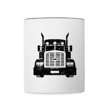 Truck fernfahrer lkw lastwagen - Tasse zweifarbig - Weiß/Dunkelgrün - Vorne