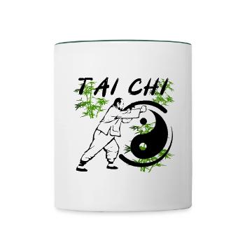 Tai Chi - Tasse zweifarbig - Weiß/Dunkelgrün - Vorne