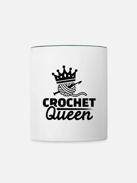 Häkeln - Tasse zweifarbig - Weiß/Dunkelgrün