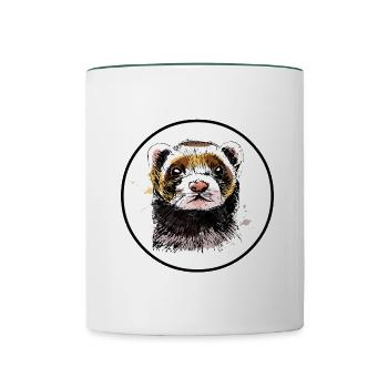 Ferret - Contrasting Mug - white/dark green - Front