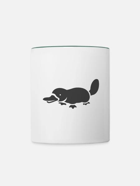Platypus Icon - Tasse zweifarbig - Weiß/Dunkelgrün