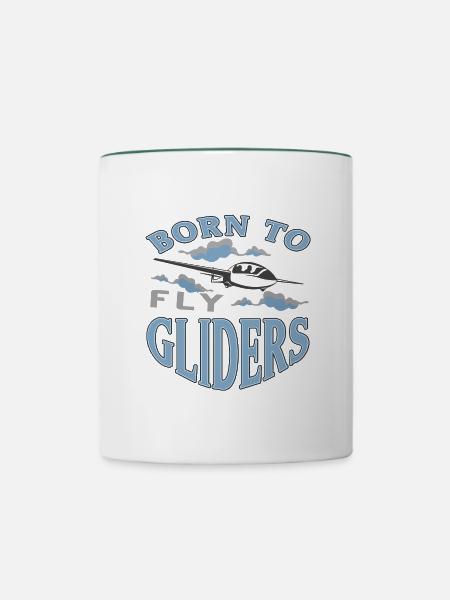 Segelfliegen Segelflieger - Tasse zweifarbig - Weiß/Dunkelgrün