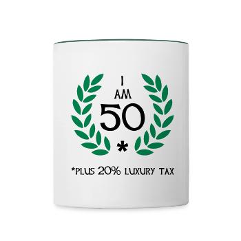 60 - 50 plus tax - Contrasting Mug - white/dark green - Front