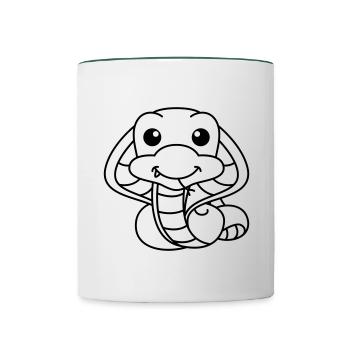 Snake Cobra Comic Animal - Contrasting Mug - white/dark green - Front