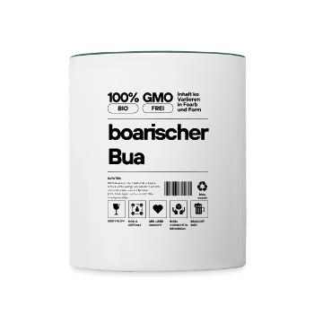 boarischer Bua - bayerischer Spruch - Tasse zweifarbig - Weiß/Dunkelgrün - Vorne