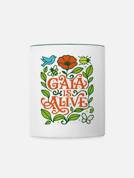 Gaia lebt - Tasse zweifarbig - Weiß/Dunkelgrün