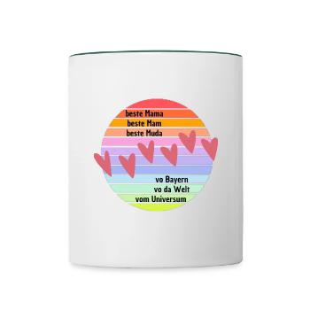 Beste Mama der Welt - Muttertag - Tasse zweifarbig - Weiß/Dunkelgrün - Vorne