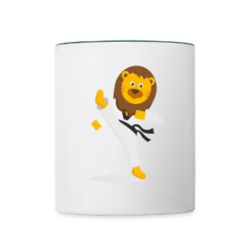 Lion Martial Arts Karate Kickboxing - Contrasting Mug - white/dark green - Front