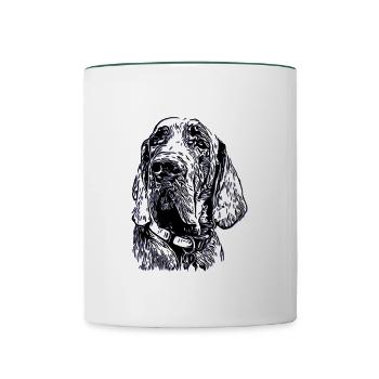 Hund Dogge Schwarz Grau - Tasse zweifarbig - Weiß/Dunkelgrün - Vorne