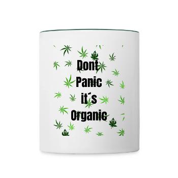 Dont Panic it ́s Organic - Contrasting Mug - white/dark green - Front