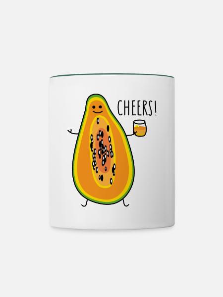 Gesund mit Papaya - Tasse zweifarbig - Weiß/Dunkelgrün