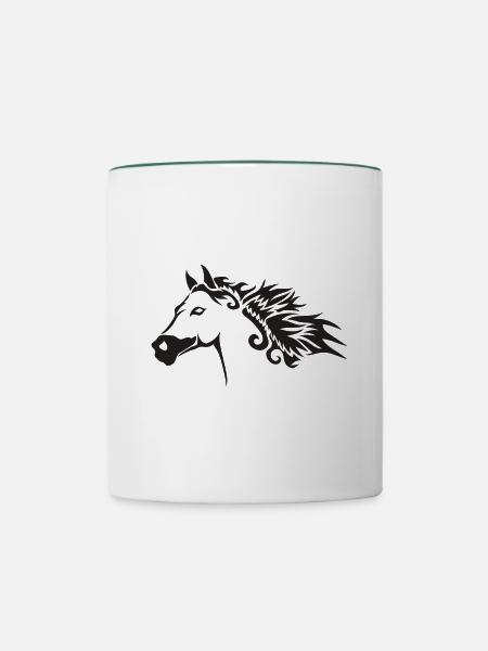 Horse - Pferd - Pferdeliebhaber - Tasse zweifarbig - Weiß/Dunkelgrün