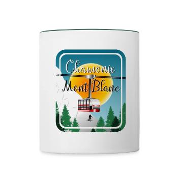 Skiing Mont Blanc - Tasse zweifarbig - Weiß/Dunkelgrün - Vorne