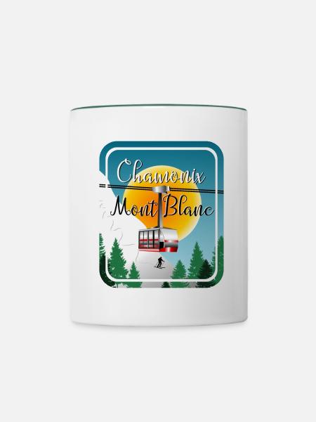 Skiing Mont Blanc - Tasse zweifarbig - Weiß/Dunkelgrün
