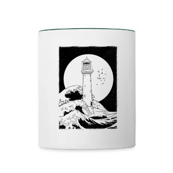 bell rock lighthouse black only shirt amazon - Tasse zweifarbig - Weiß/Dunkelgrün - Vorne