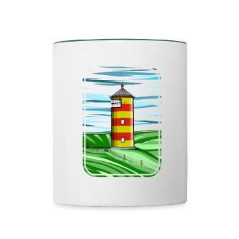 Pilsumer Leuchtturm Germany - Tasse zweifarbig - Weiß/Dunkelgrün - Vorne