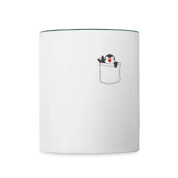 Pinguin Brusttasche - Tasse zweifarbig - Weiß/Dunkelgrün - Vorne