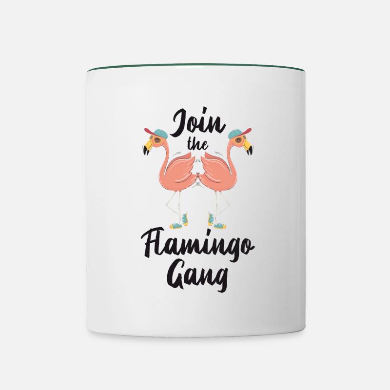 Flamingo - Tasse zweifarbig - Weiß/Dunkelgrün