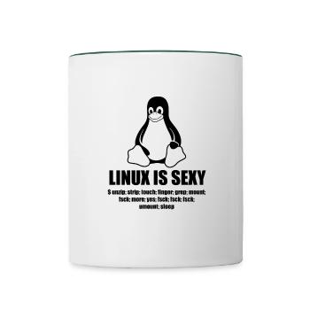 Linux Root SUDO Unix Shell Sexy funny gift - Contrasting Mug - white/dark green - Front