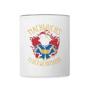 Nachwuchs Feuerwehrmann Jugendfeuerwehr Geschenk - Tasse zweifarbig - Weiß/Dunkelgrün - Vorne