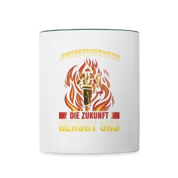Jugendfeuerwehr Die Zukunft Gehört Uns Jugendfeuer - Tasse zweifarbig - Weiß/Dunkelgrün - Vorne