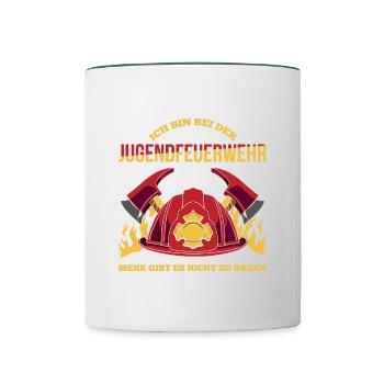 Ich Bin Bei Der Jugendfeuerwehr Mehr Gibt Es Nicht - Tasse zweifarbig - Weiß/Dunkelgrün - Vorne