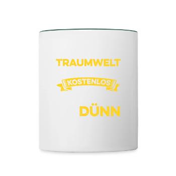 In Meiner Traumwelt Sind Bücher Kostenlos und Lese - Tasse zweifarbig - Weiß/Dunkelgrün - Vorne
