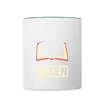 Egal Was Die Frage Ist Die Antwort Lautet Lesen - Tasse zweifarbig - Weiß/Dunkelgrün - Vorne