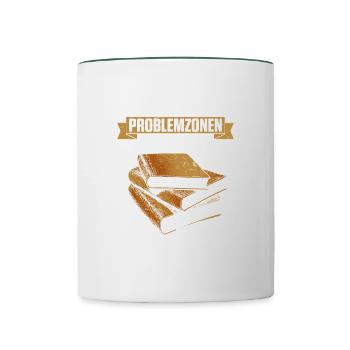 Bücher Erreichen Problemzonen, Da Kommt Das Fernse - Tasse zweifarbig - Weiß/Dunkelgrün - Vorne
