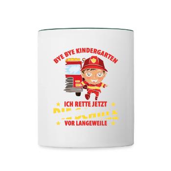 Bye Bye Kindergarten Ich Rette Jetzt Die Schule Vo - Tasse zweifarbig - Weiß/Dunkelgrün - Vorne