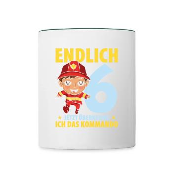 Endlich 6 Jetzt Übernehme Ich Das Kommando - Tasse zweifarbig - Weiß/Dunkelgrün - Vorne