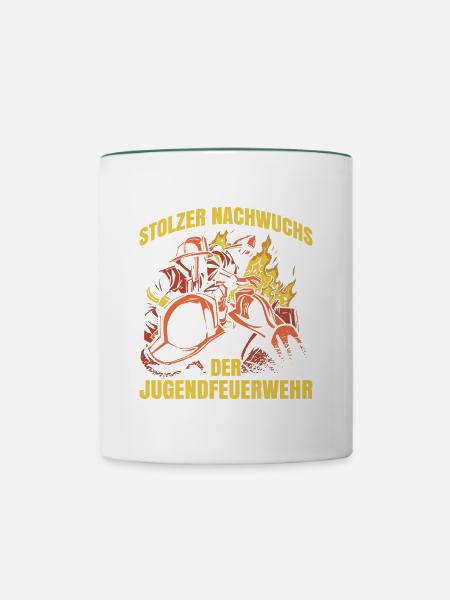 Stolzer Nachwuchs Der Jugendfeuerwehr - Tasse zweifarbig - Weiß/Dunkelgrün