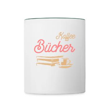 Trinke Kaffee Lese Bücher Und Ignoriere Die Welt - Tasse zweifarbig - Weiß/Dunkelgrün - Vorne