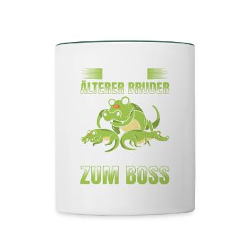 Ich Bin Älterer Bruder Das Macht Mich Zum Boss - Tasse zweifarbig - Weiß/Dunkelgrün - Vorne